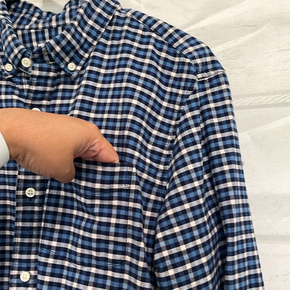 GAP White and Blue Plaid Long Sleeve Button Down Shirt Size L - Picture 5 of 12